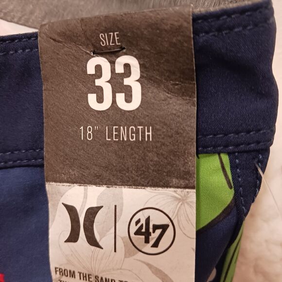 Hurley Swim Trunks MLB BOSTON RED SOXS Mens 33 BLUE Tropical Floral Board Shorts - Picture 15 of 16